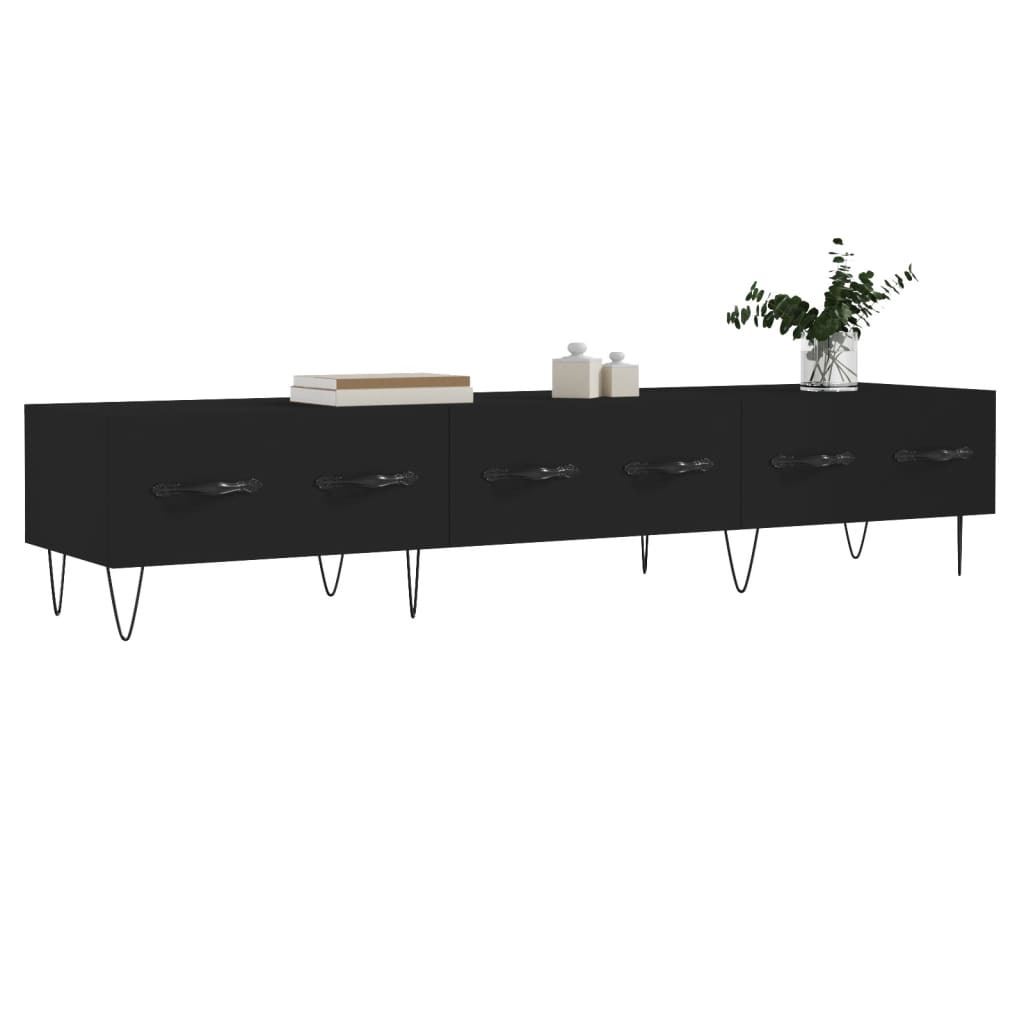 Meuble TV noir 150x36x30 cm bois d'ingénierie - XIOS