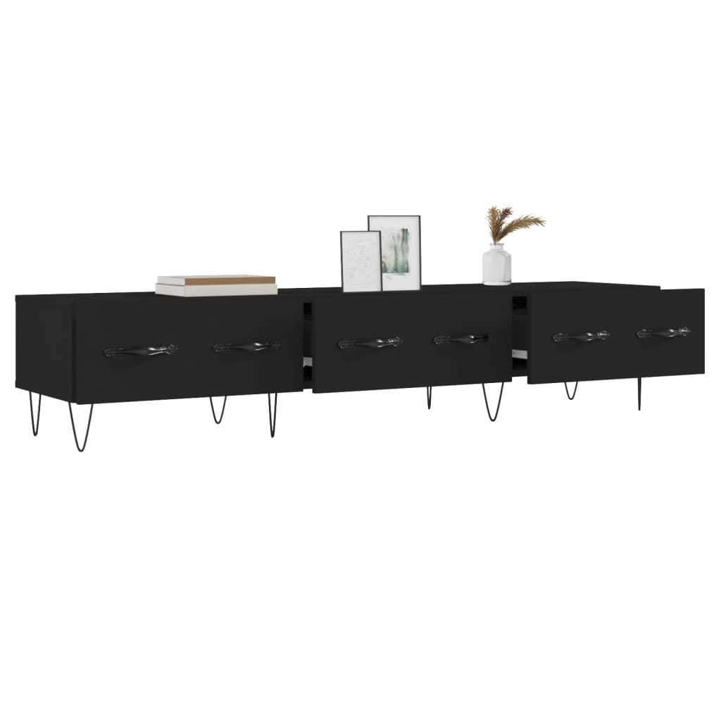 Meuble TV noir 150x36x30 cm bois d'ingénierie - XIOS