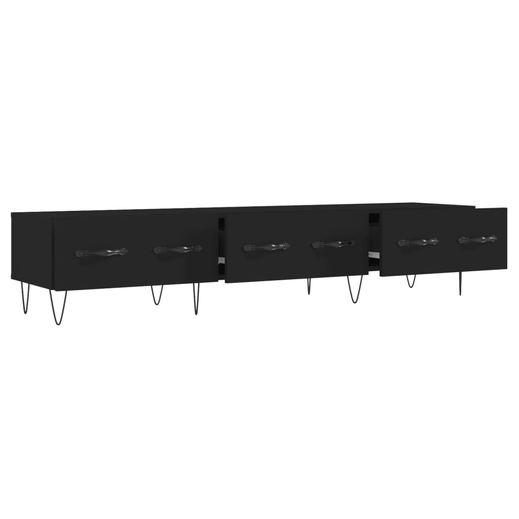 Meuble TV noir 150x36x30 cm bois d'ingénierie - XIOS