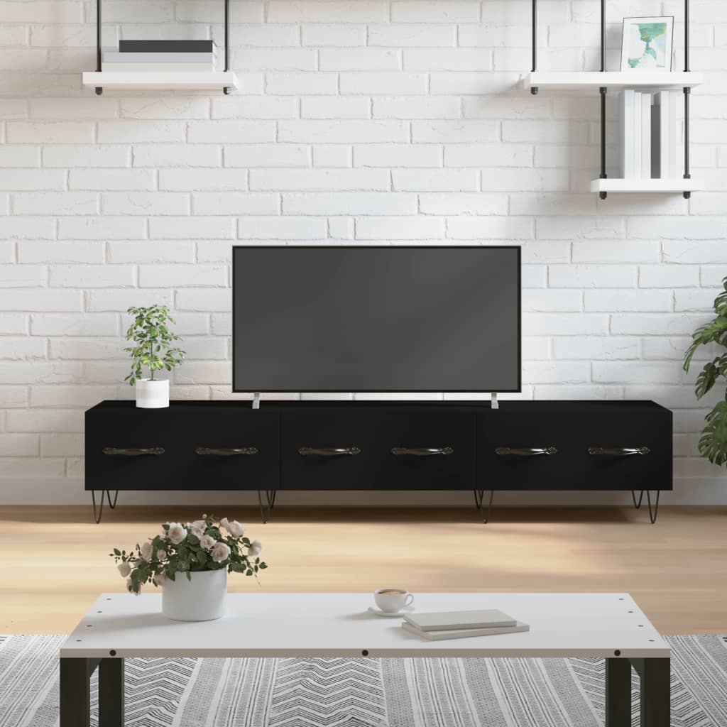 Meuble TV noir 150x36x30 cm bois d'ingénierie - XIOS