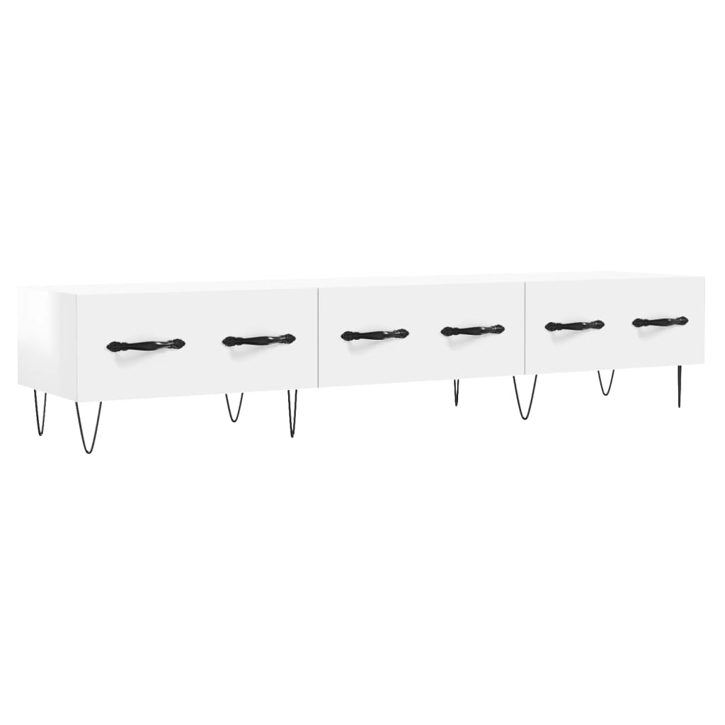 Meuble TV blanc brillant 150x36x30 cm bois d'ingénierie - XIOS