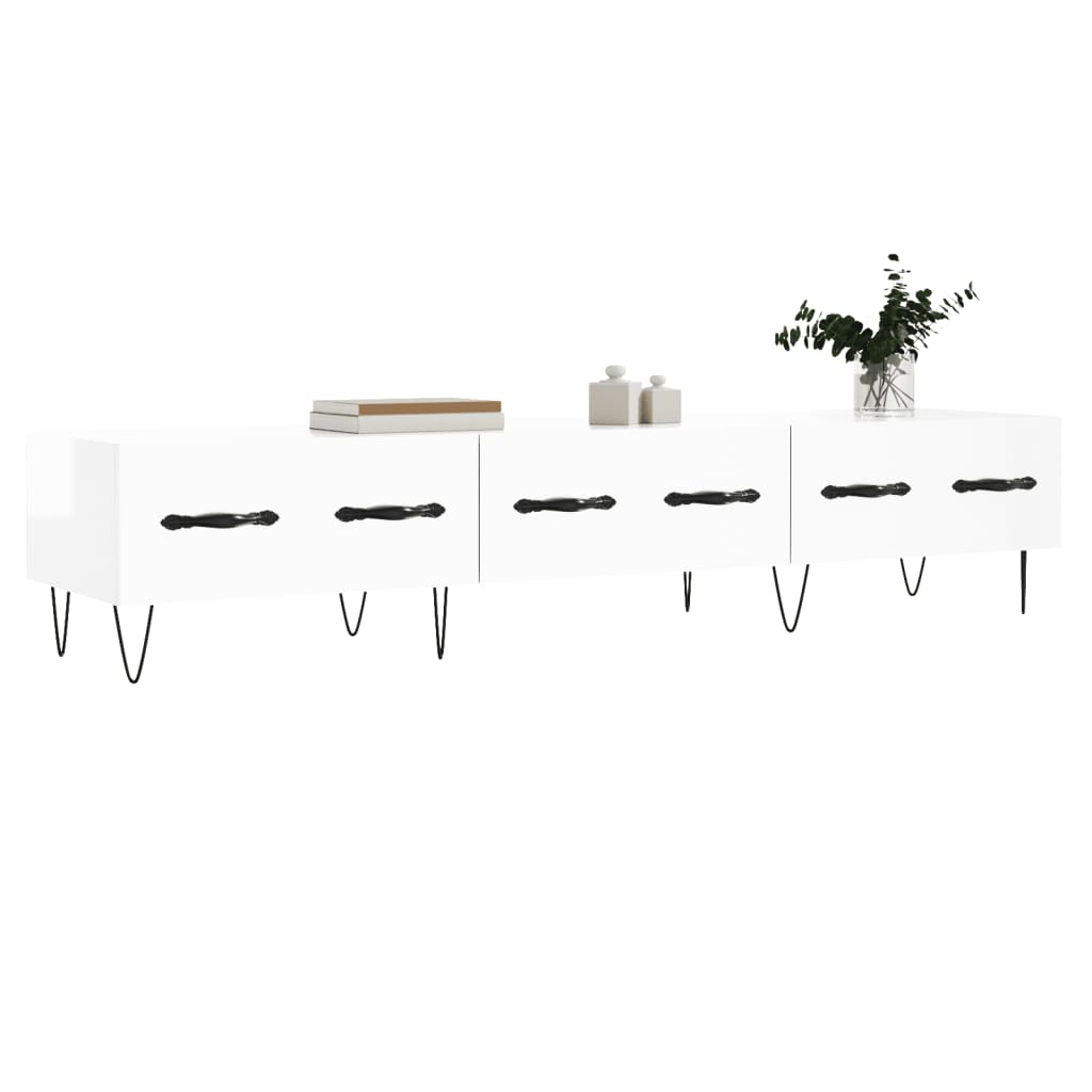 Meuble TV blanc brillant 150x36x30 cm bois d'ingénierie - XIOS