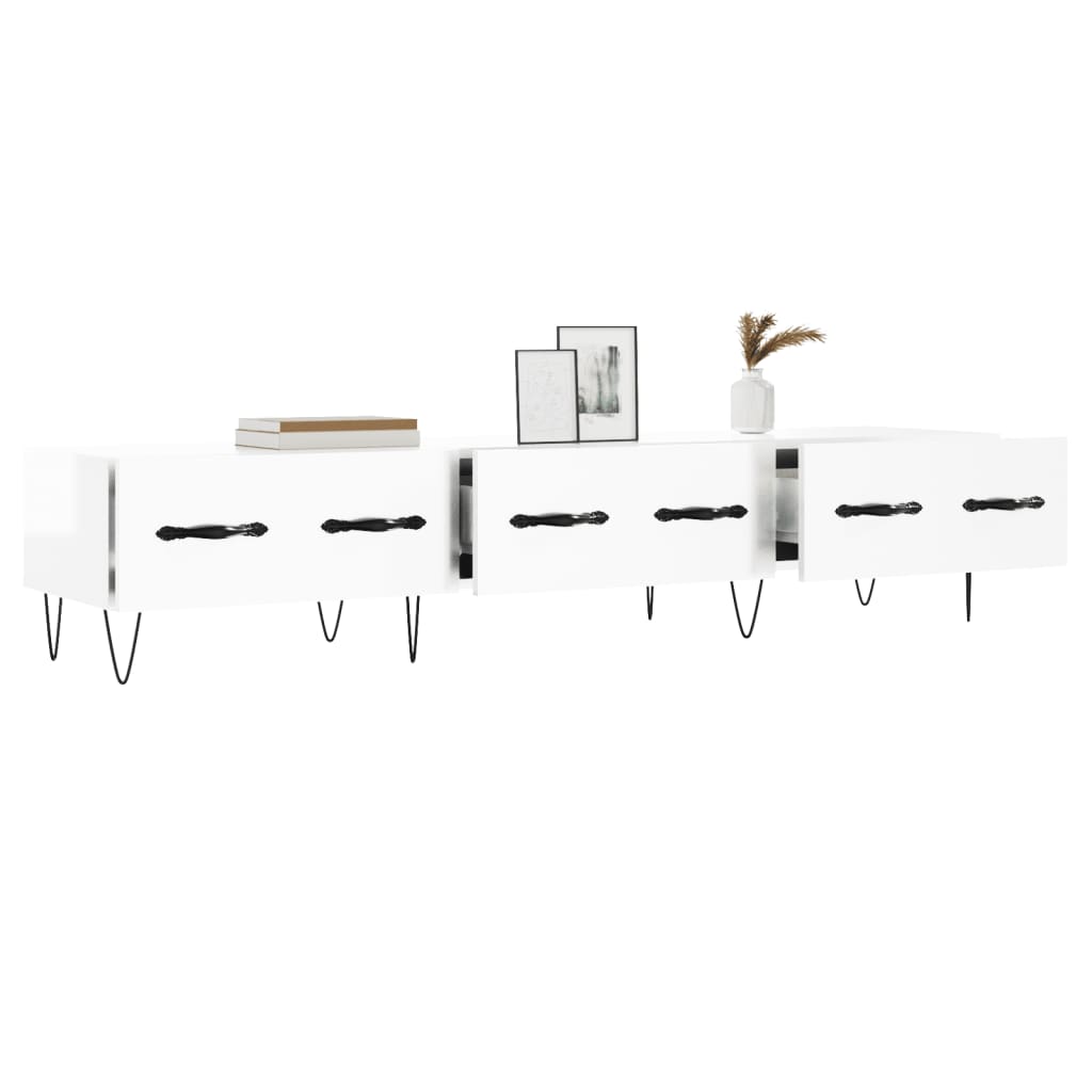 Meuble TV blanc brillant 150x36x30 cm bois d'ingénierie - XIOS