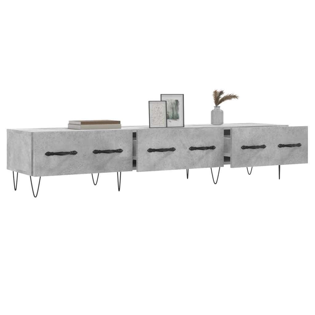 Meuble TV gris béton 150x36x30 cm bois d'ingénierie - XIOS