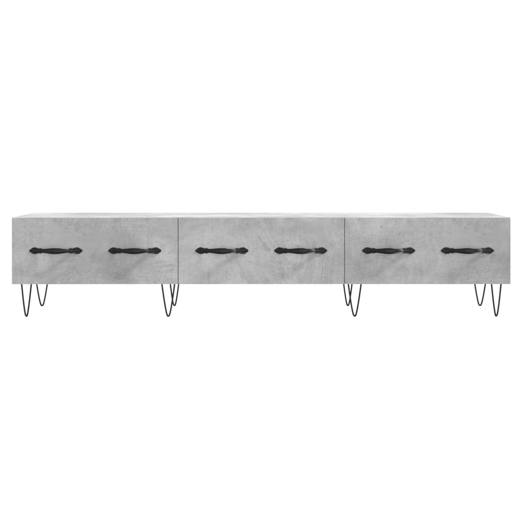 Meuble TV gris béton 150x36x30 cm bois d'ingénierie - XIOS