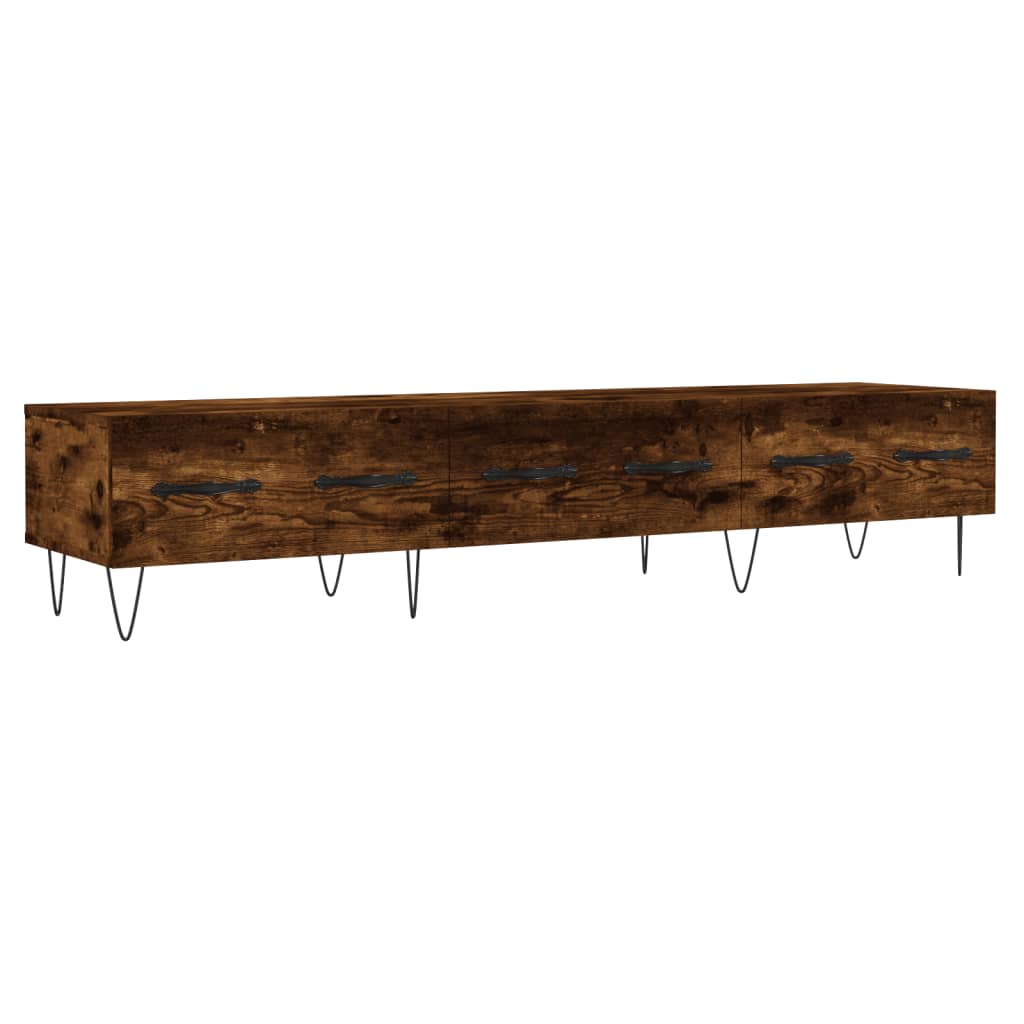 Meuble TV chêne fumé 150x36x30 cm bois d'ingénierie - XIOS