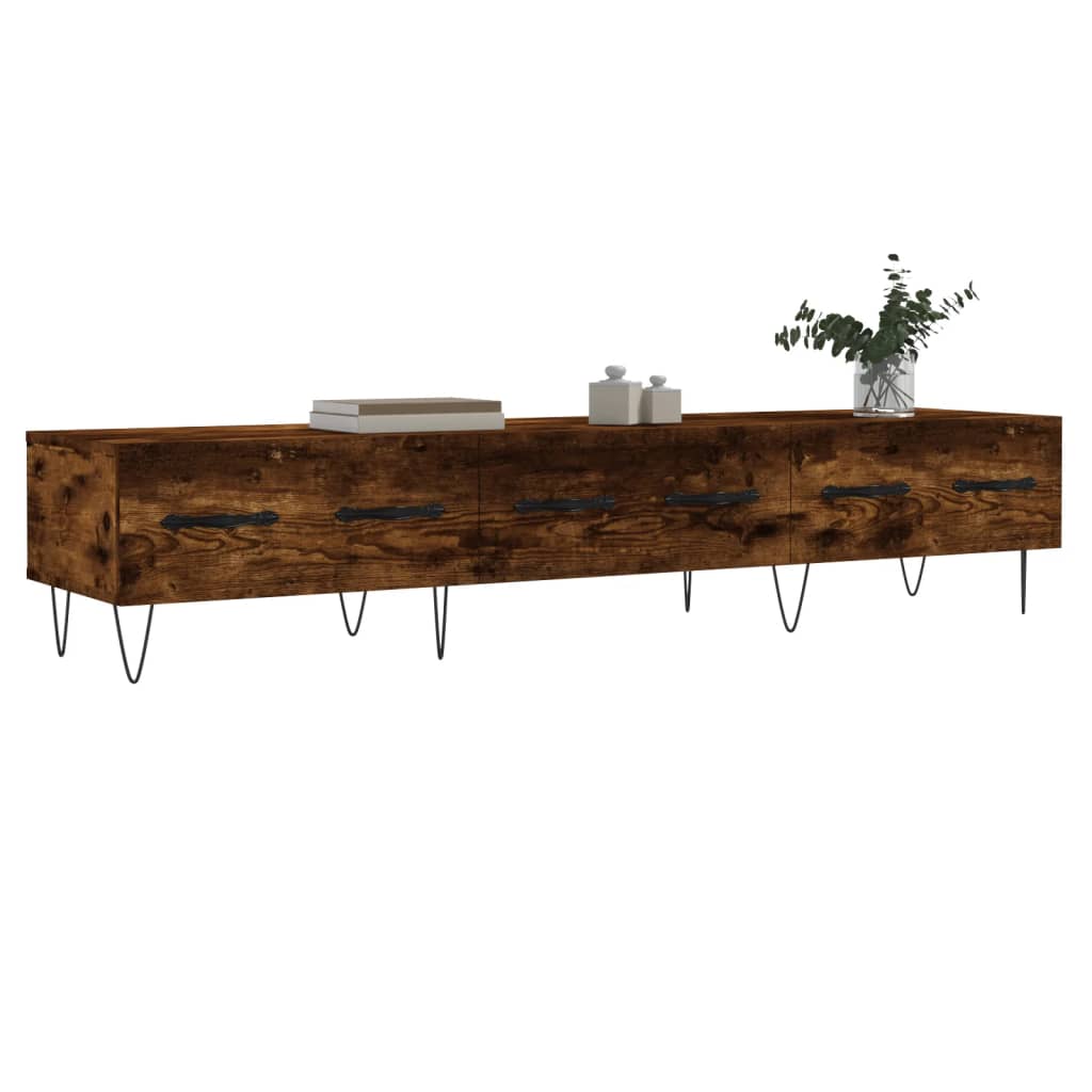 Meuble TV chêne fumé 150x36x30 cm bois d'ingénierie - XIOS