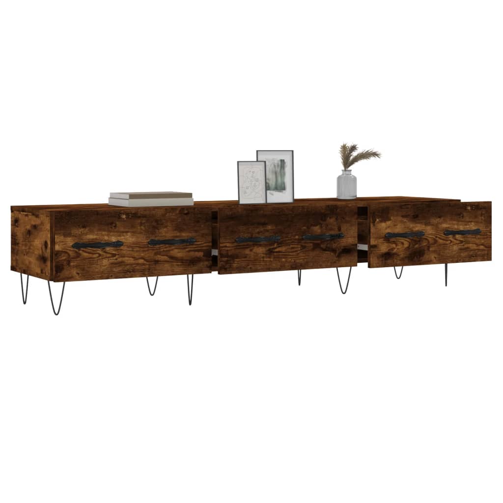 Meuble TV chêne fumé 150x36x30 cm bois d'ingénierie - XIOS
