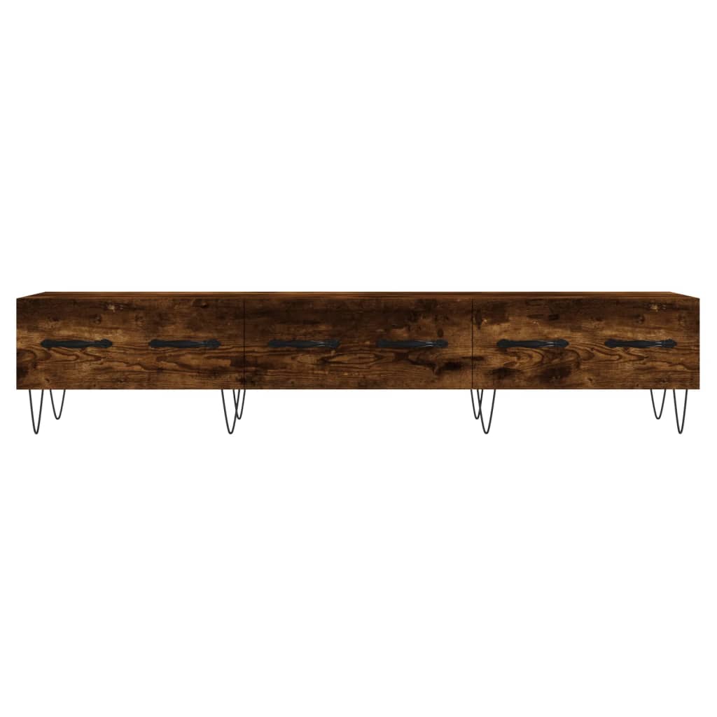 Meuble TV chêne fumé 150x36x30 cm bois d'ingénierie - XIOS