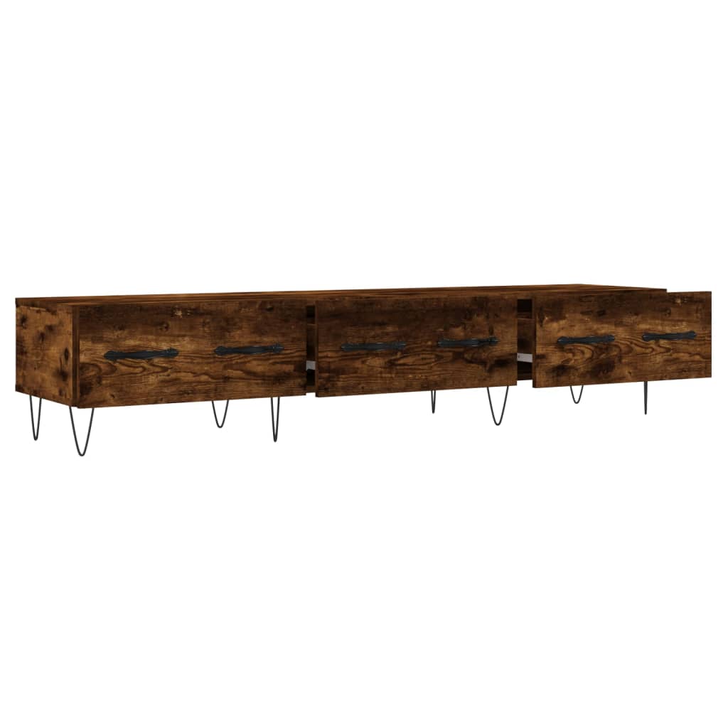 Meuble TV chêne fumé 150x36x30 cm bois d'ingénierie - XIOS