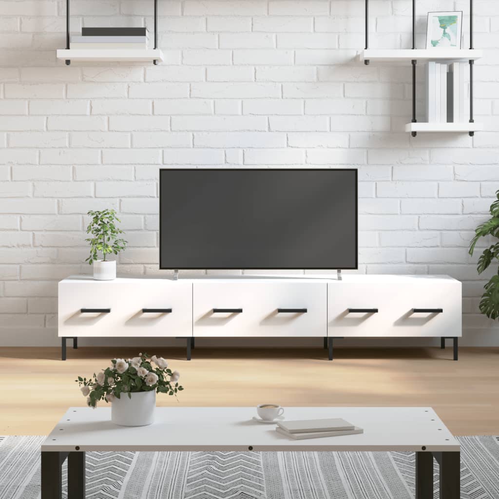 Meuble TV blanc 150x36x30 cm bois d'ingénierie - XIOS