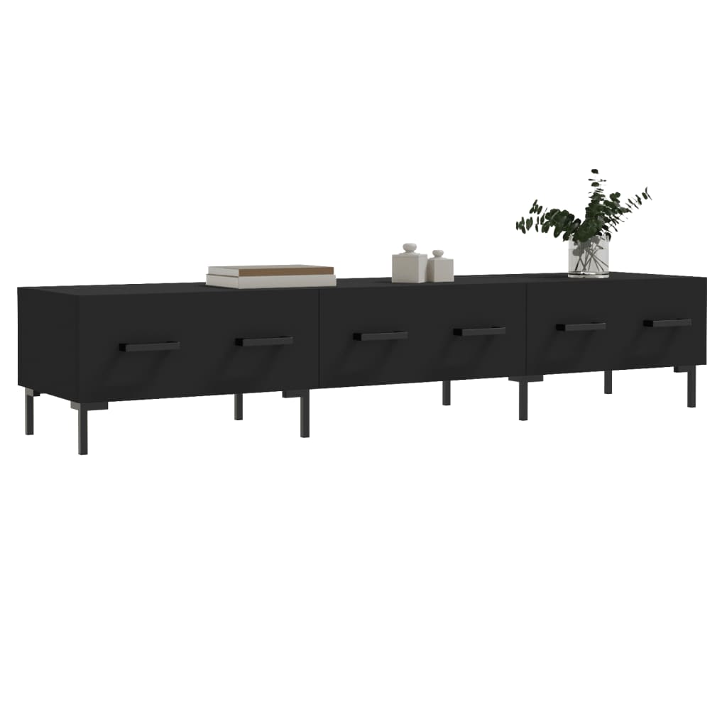 Meuble TV noir 150x36x30 cm bois d'ingénierie - XIOS