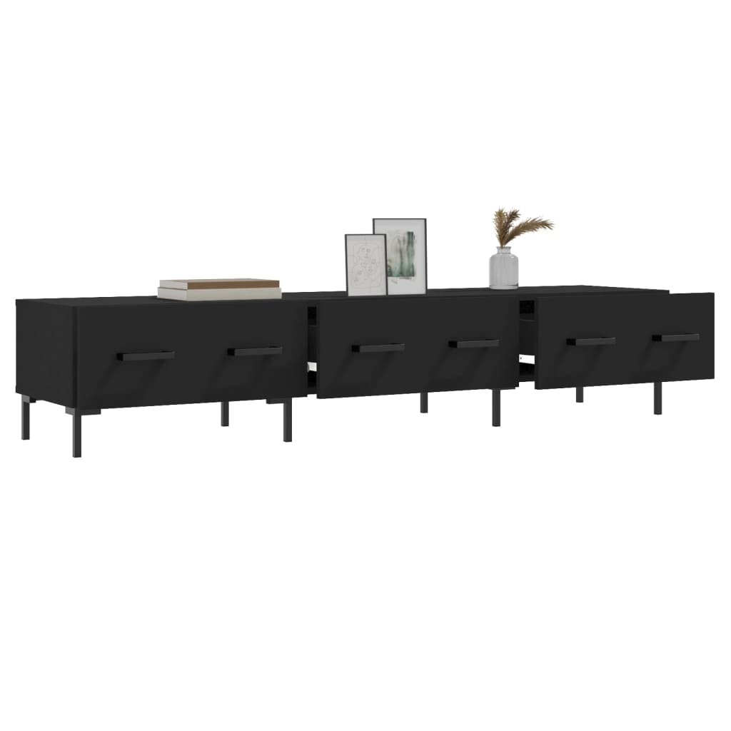 Meuble TV noir 150x36x30 cm bois d'ingénierie - XIOS