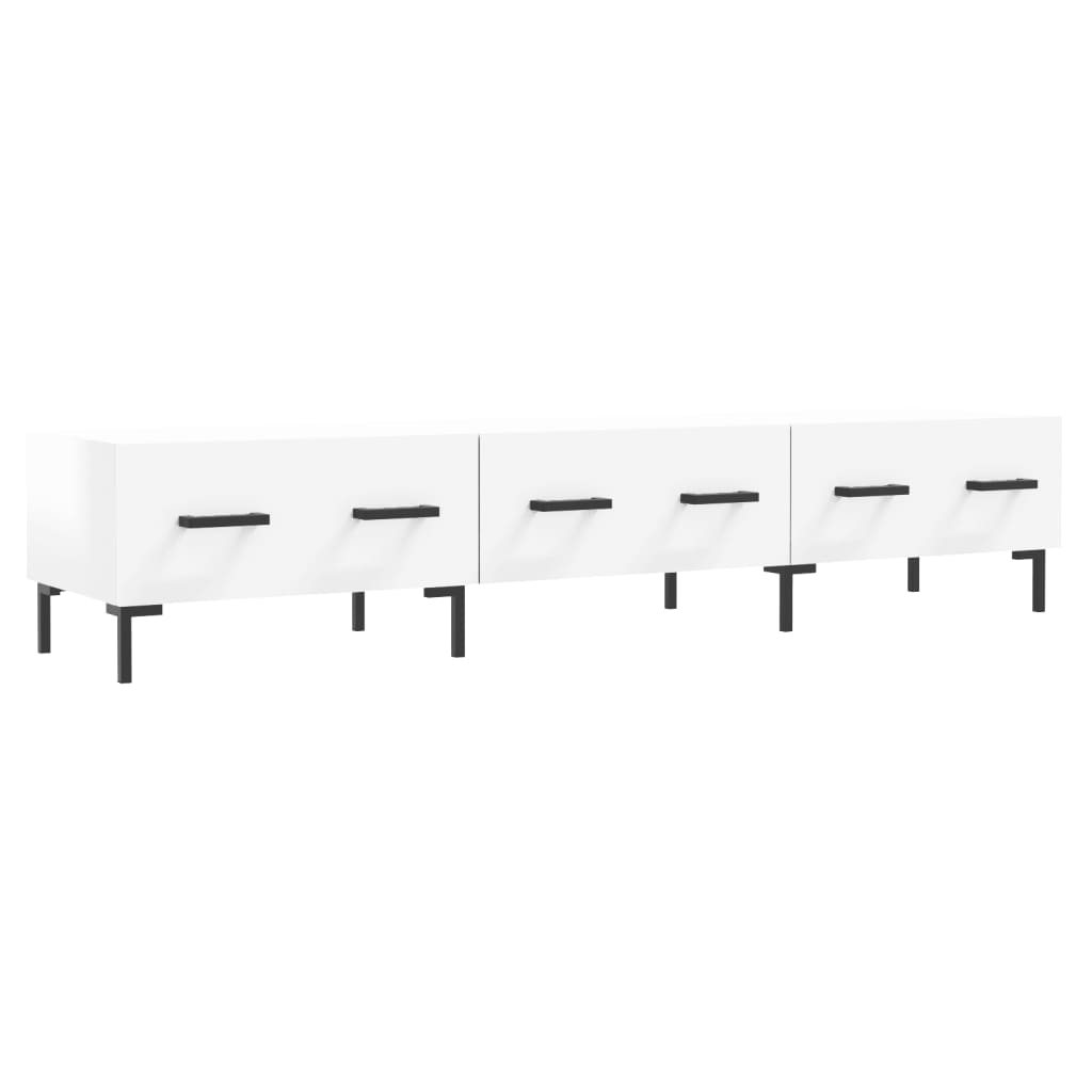 Meuble TV blanc brillant 150x36x30 cm bois d'ingénierie - XIOS