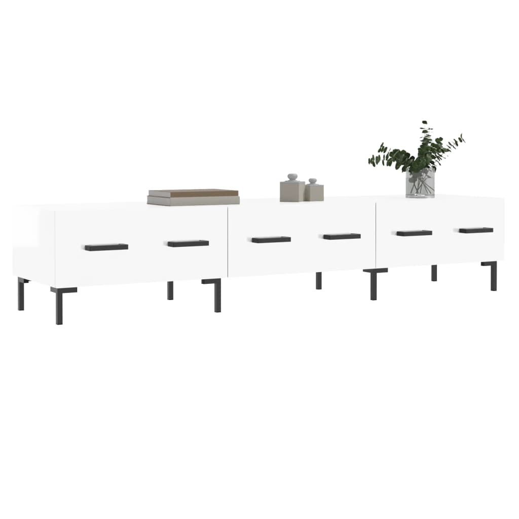 Meuble TV blanc brillant 150x36x30 cm bois d'ingénierie - XIOS