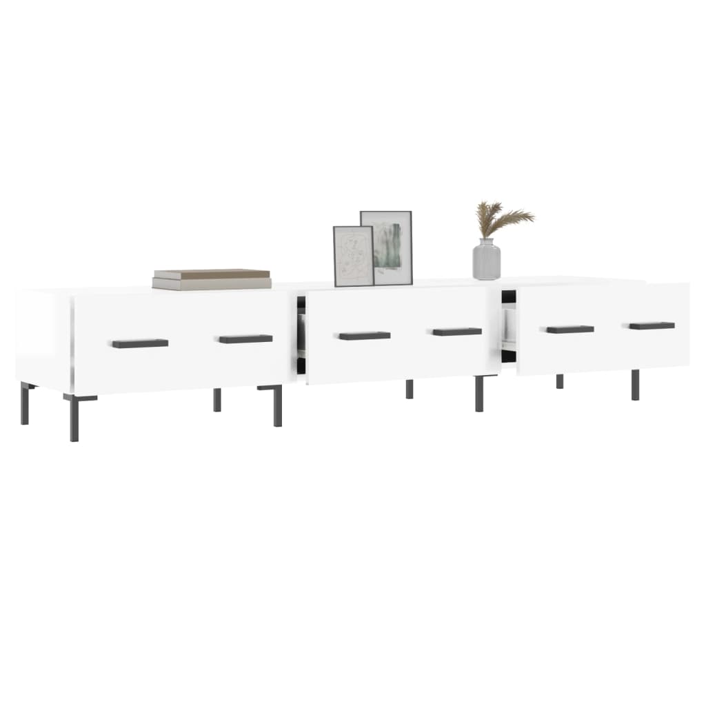 Meuble TV blanc brillant 150x36x30 cm bois d'ingénierie - XIOS
