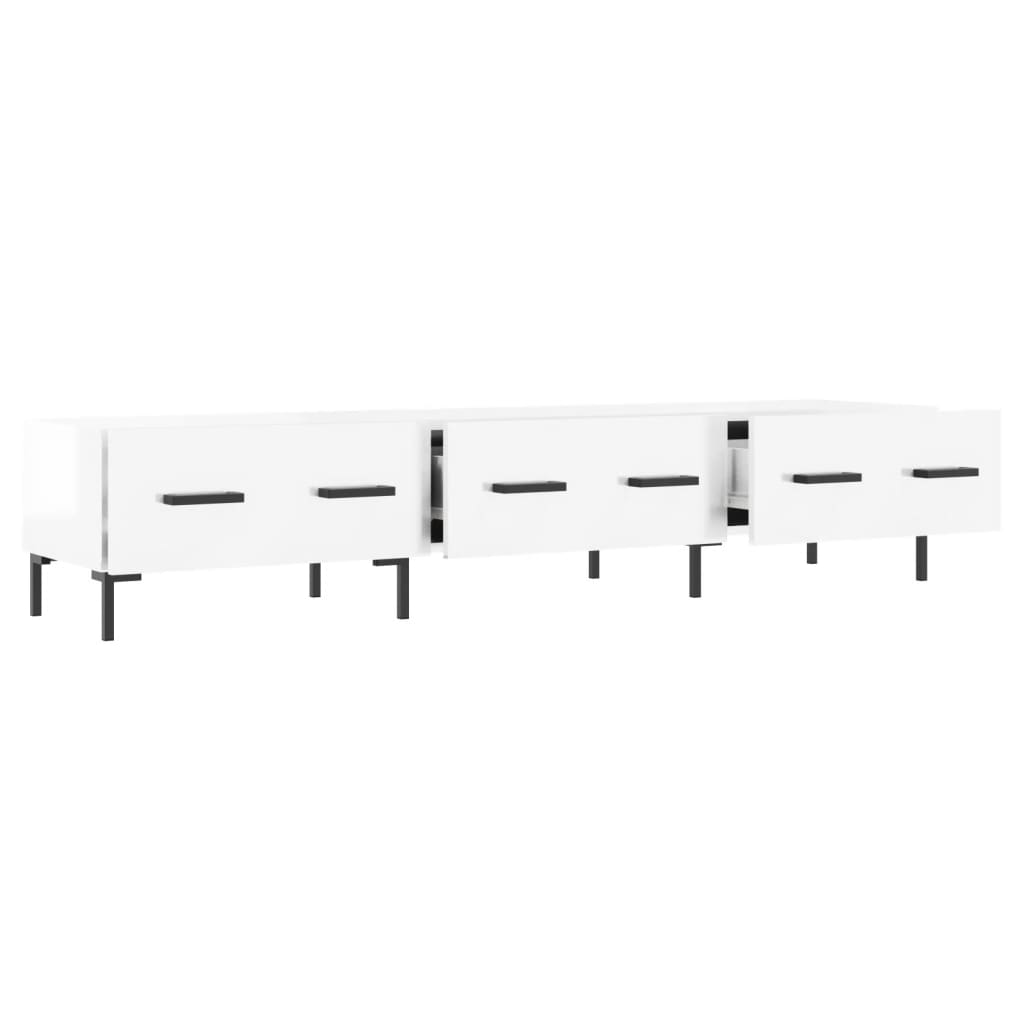 Meuble TV blanc brillant 150x36x30 cm bois d'ingénierie - XIOS