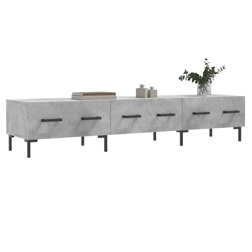 Meuble TV gris béton 150x36x30 cm bois d'ingénierie - XIOS