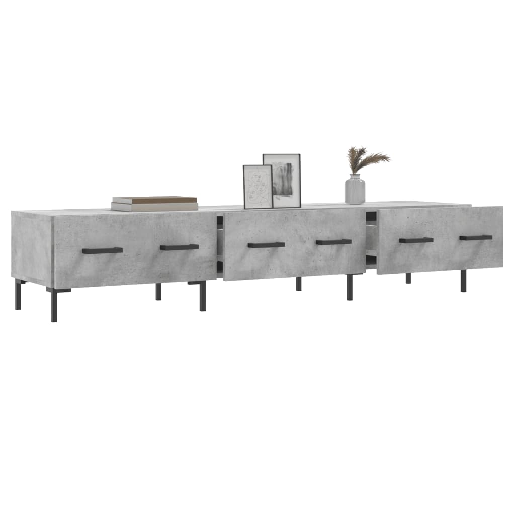 Meuble TV gris béton 150x36x30 cm bois d'ingénierie - XIOS