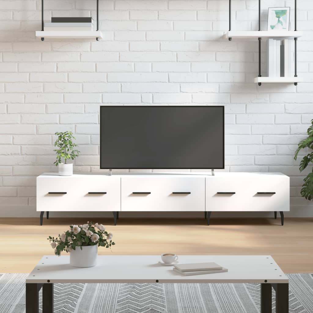 Meuble TV blanc 150x36x30 cm bois d'ingénierie - XIOS