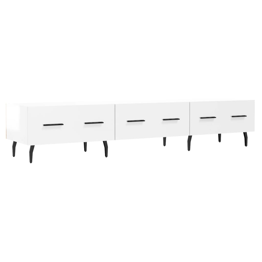 Meuble TV blanc brillant 150x36x30 cm bois d'ingénierie - XIOS