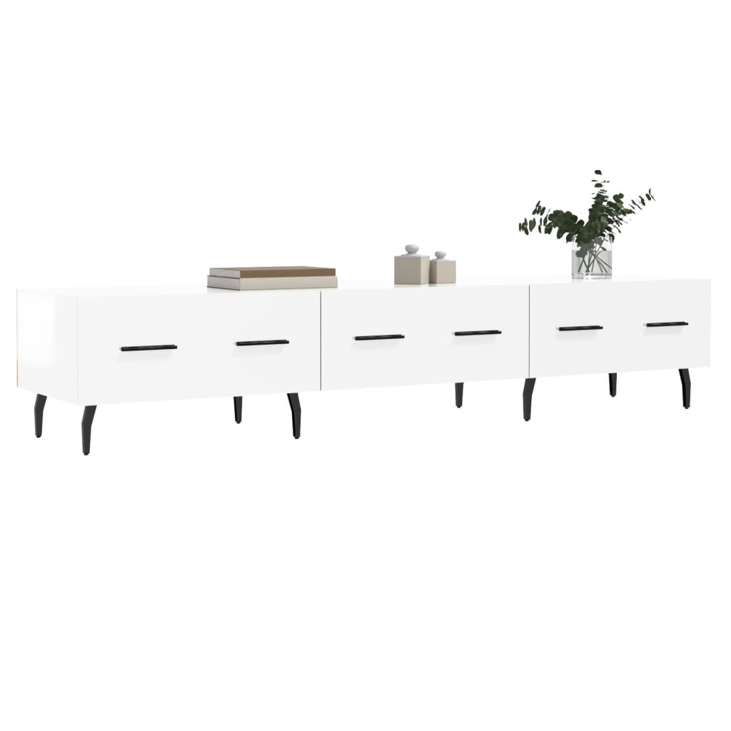Meuble TV blanc brillant 150x36x30 cm bois d'ingénierie - XIOS