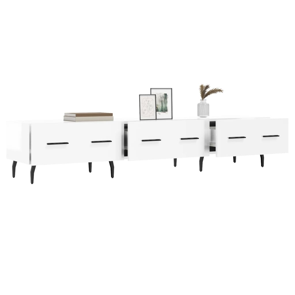 Meuble TV blanc brillant 150x36x30 cm bois d'ingénierie - XIOS