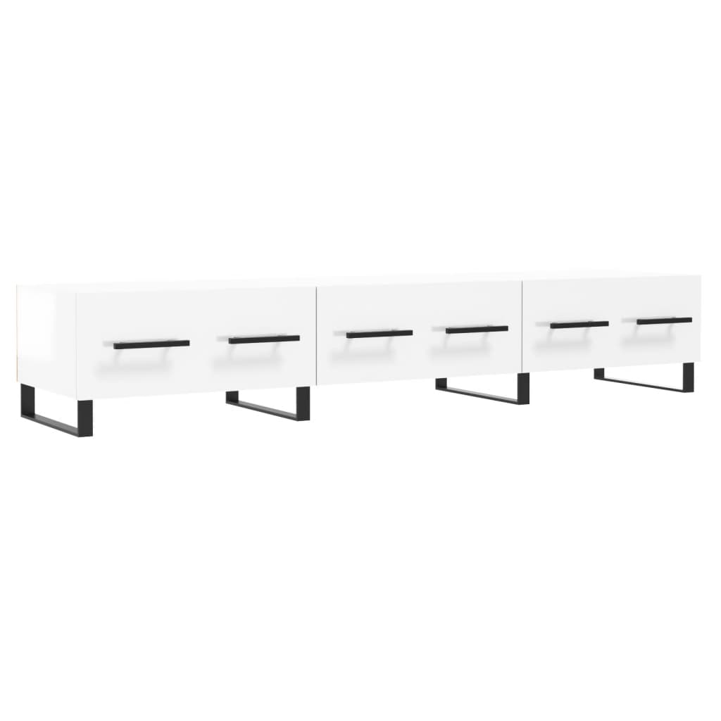 Meuble TV blanc brillant 150x36x30 cm bois d'ingénierie - XIOS