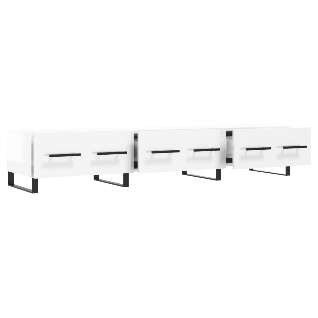 Meuble TV blanc brillant 150x36x30 cm bois d'ingénierie - XIOS