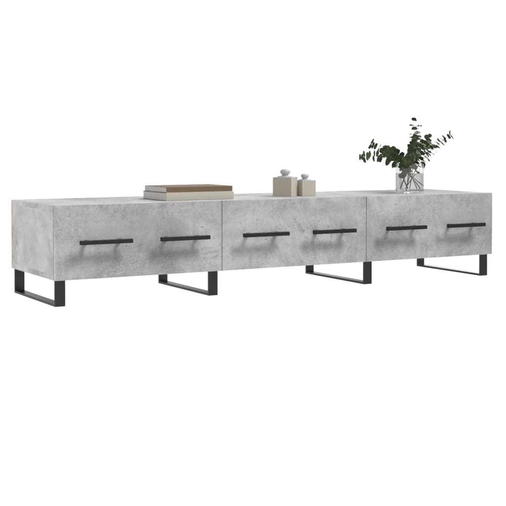 Meuble TV gris béton 150x36x30 cm bois d'ingénierie - XIOS