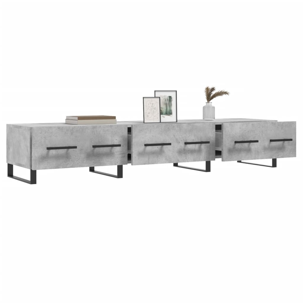 Meuble TV gris béton 150x36x30 cm bois d'ingénierie - XIOS