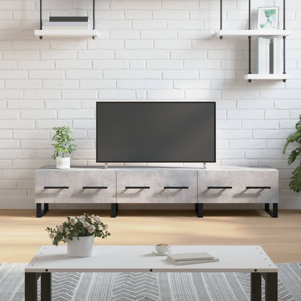 Meuble TV gris béton 150x36x30 cm bois d'ingénierie - XIOS