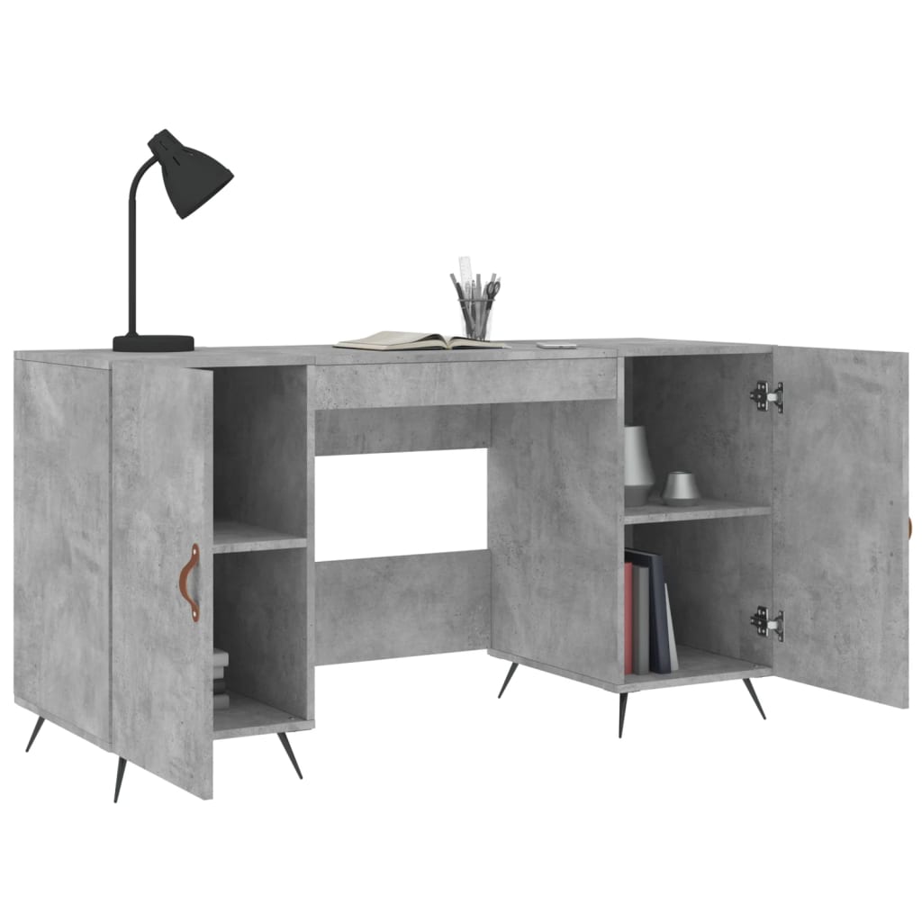 Bureau gris béton 140x50x75 cm bois d'ingénierie - XIOS