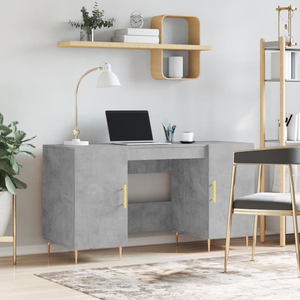Bureau gris béton 140x50x75 cm bois d'ingénierie - XIOS