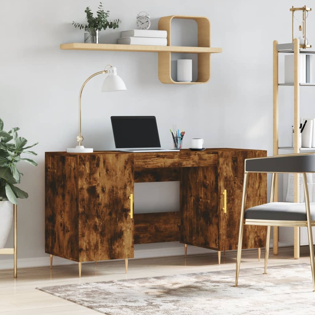 Bureau chêne fumé 140x50x75 cm bois d'ingénierie - XIOS