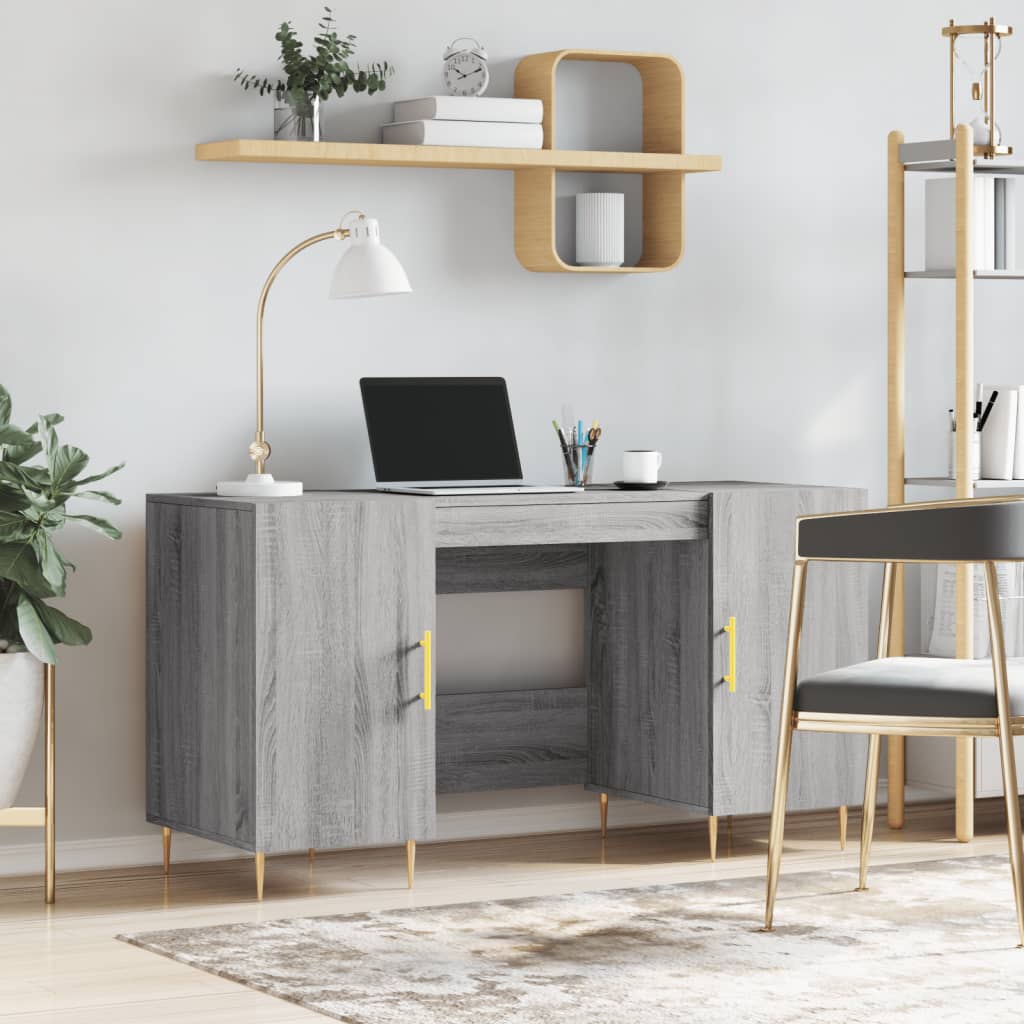 Bureau sonoma gris 140x50x75 cm bois d'ingénierie - XIOS