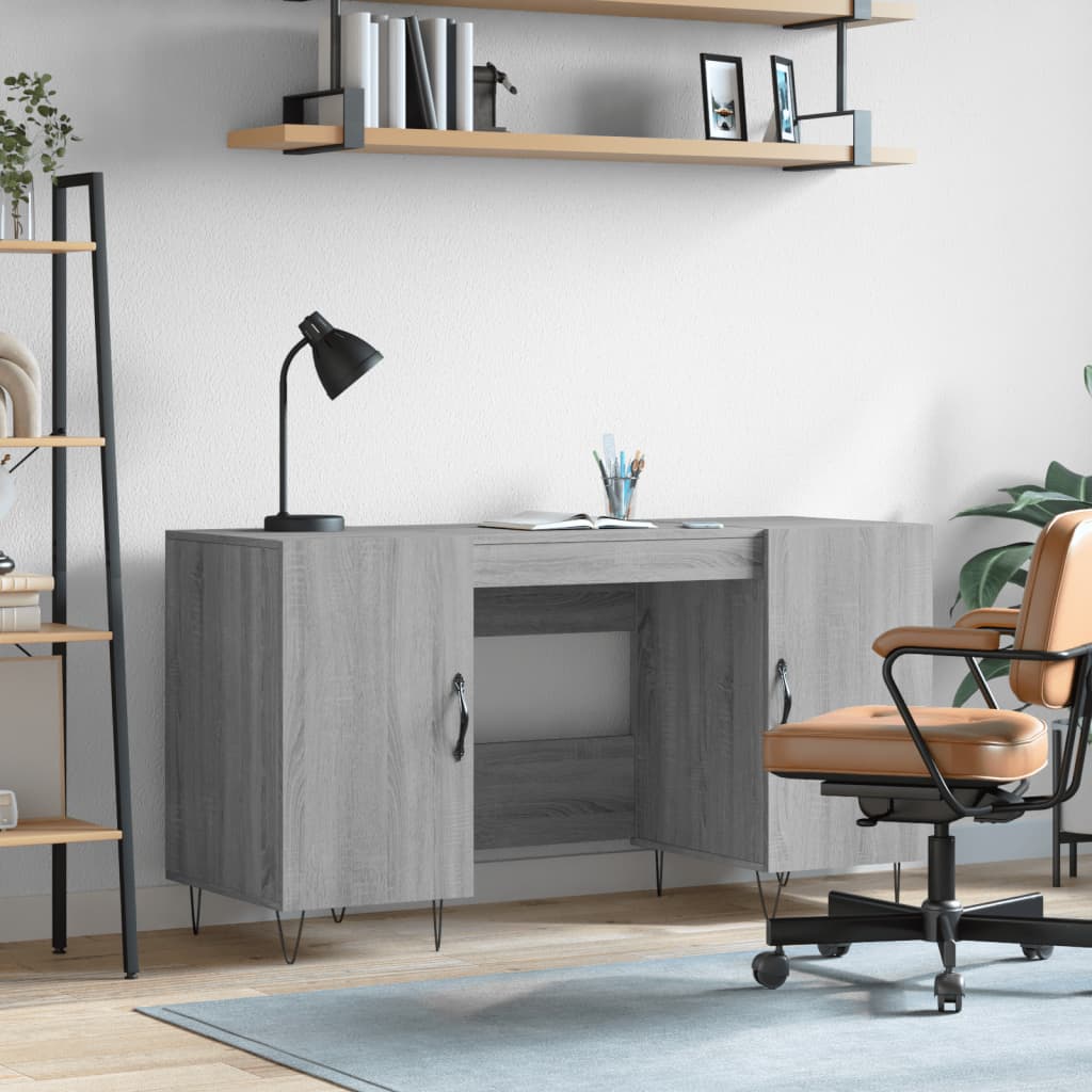 Bureau sonoma gris 140x50x75 cm bois d'ingénierie Bureaux vidaXL