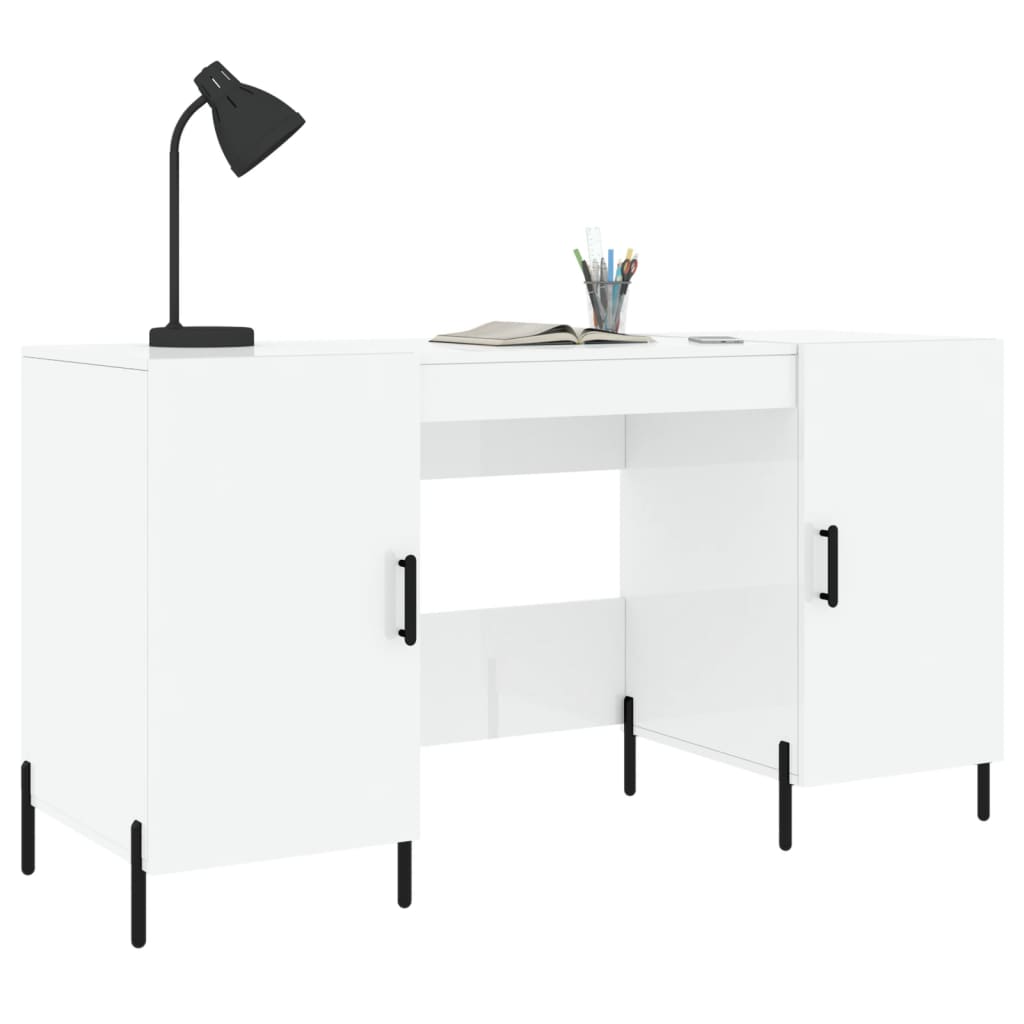 Bureau Blanc brillant 140x50x75 cm Bois d'ingénierie - XIOS