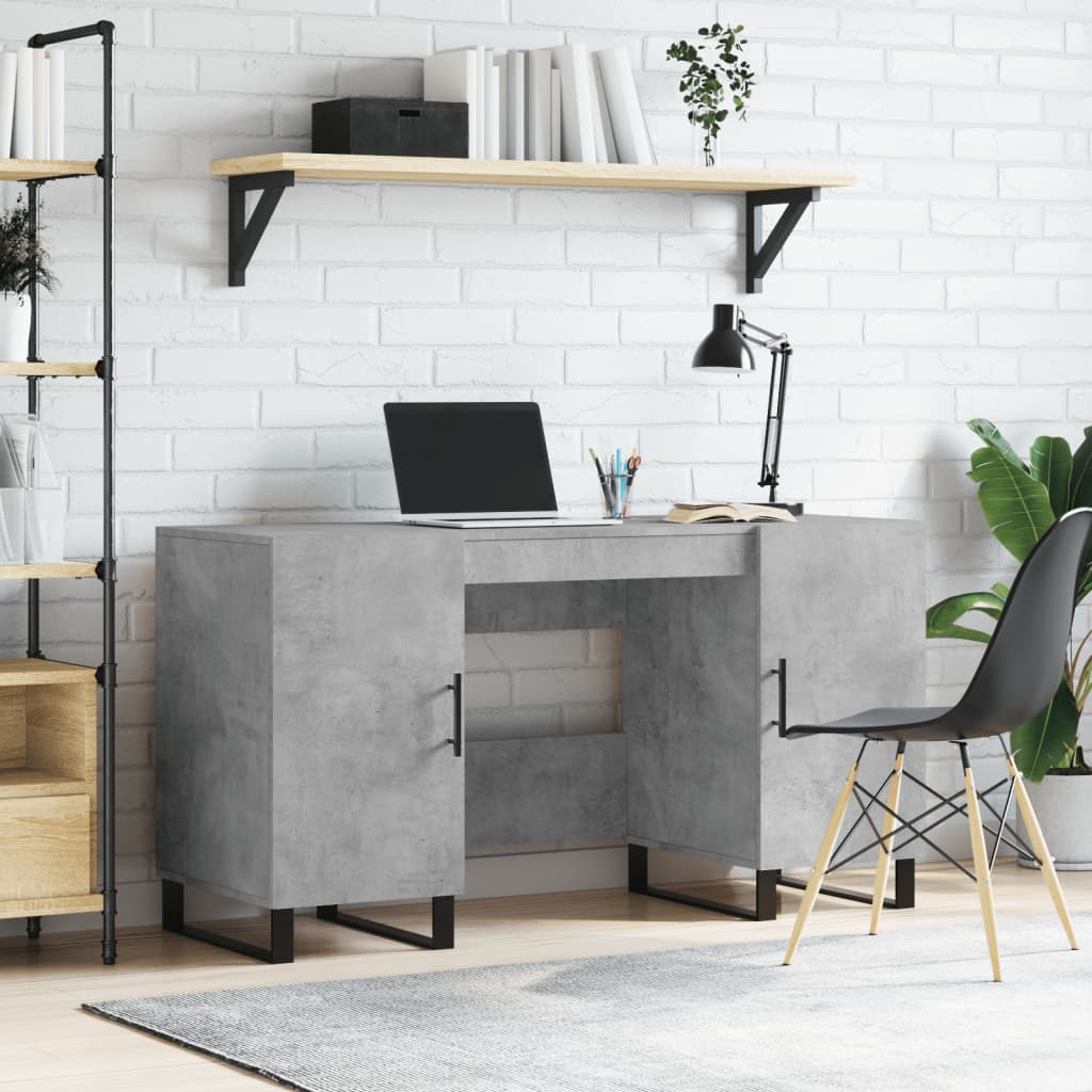 Bureau gris béton 140x50x75 cm bois d'ingénierie - XIOS