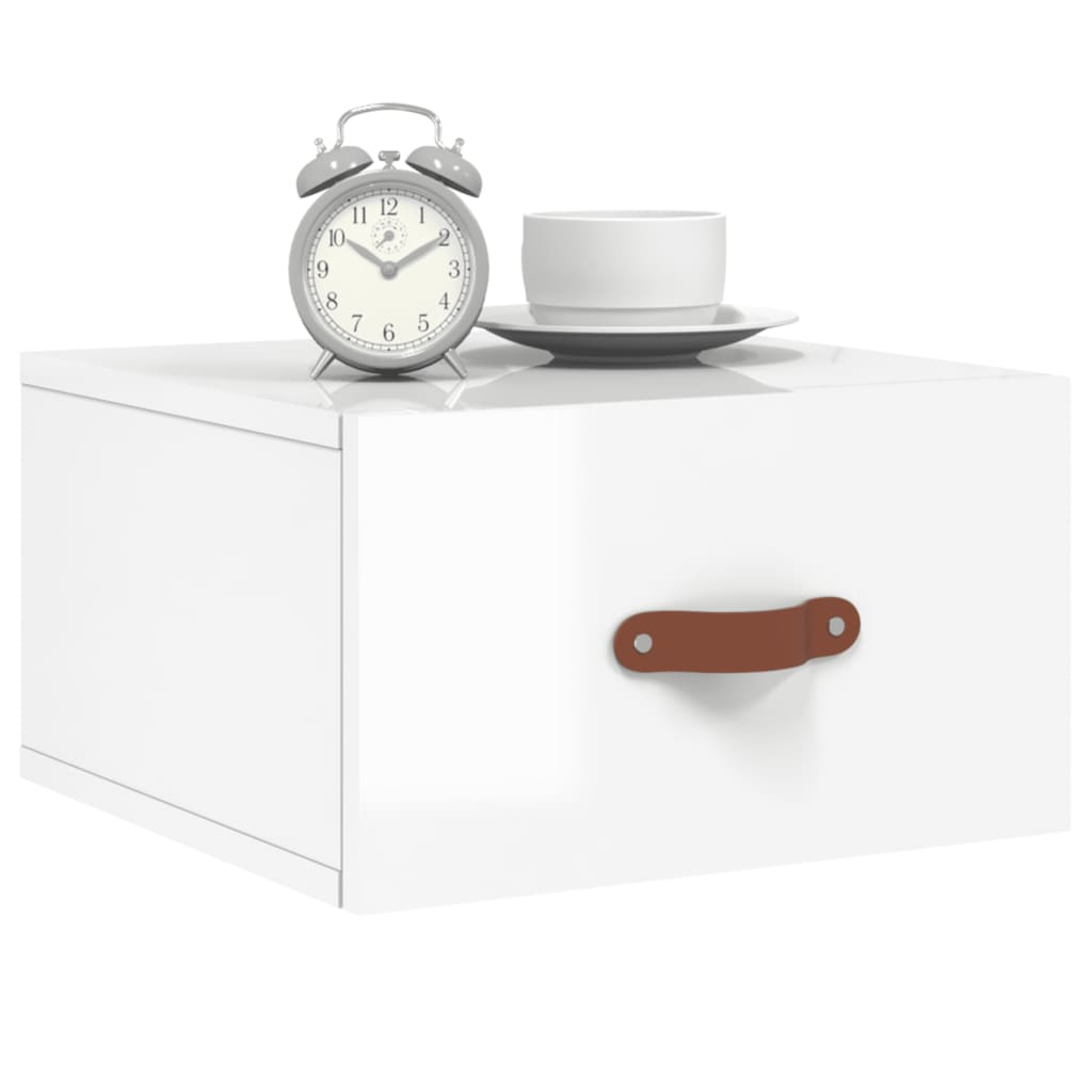 Table de chevet murale blanc brillant 35x35x20 cm - XIOS