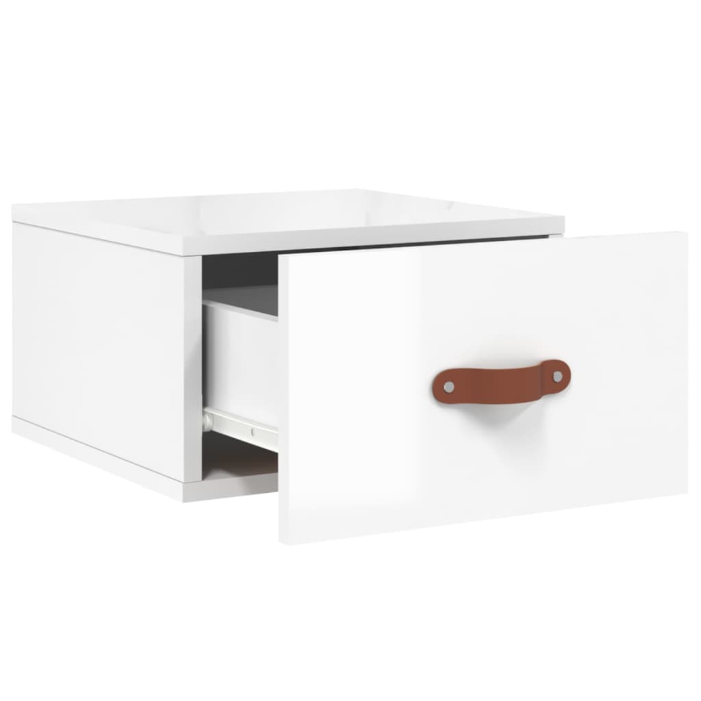 Table de chevet murale blanc brillant 35x35x20 cm - XIOS