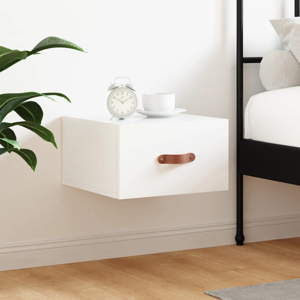Table de chevet murale blanc brillant 35x35x20 cm - XIOS