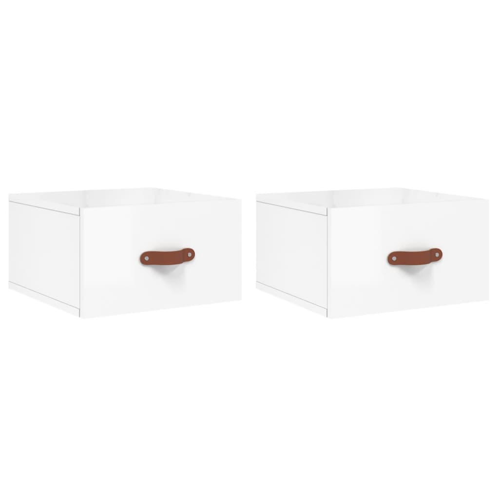 Tables de chevet murales 2 pcs blanc brillant 35x35x20 cm