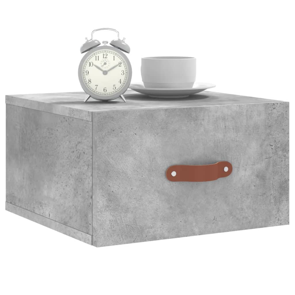 Table de chevet murale gris béton 35x35x20 cm