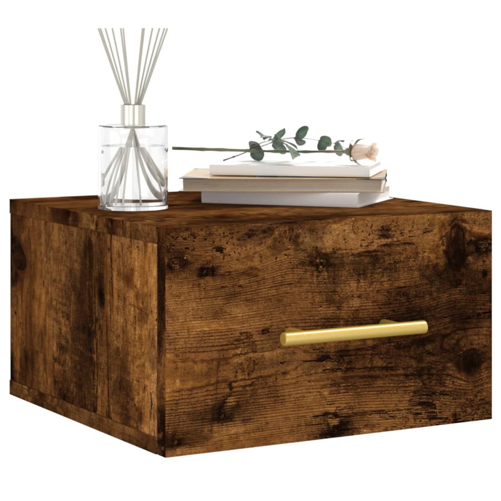 Table de chevet murale chêne fumé 35x35x20 cm - XIOS