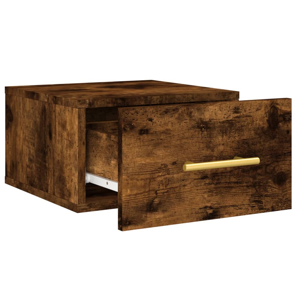 Table de chevet murale chêne fumé 35x35x20 cm - XIOS
