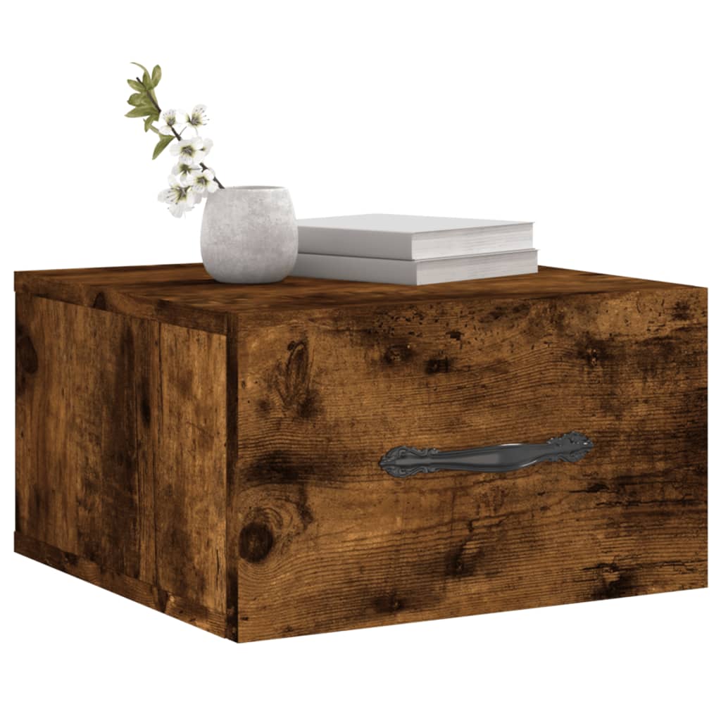 Table de chevet murale chêne fumé 35x35x20 cm - XIOS