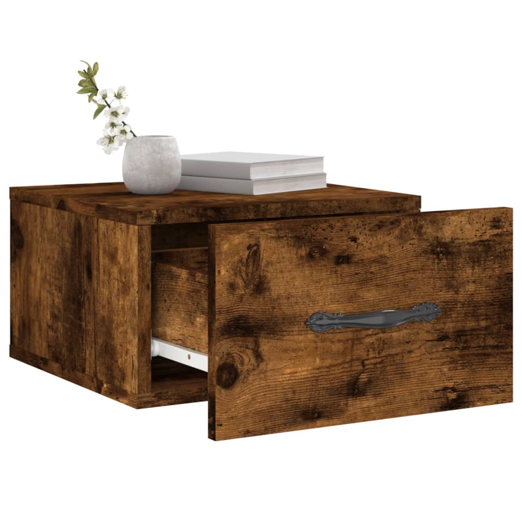 Table de chevet murale chêne fumé 35x35x20 cm - XIOS