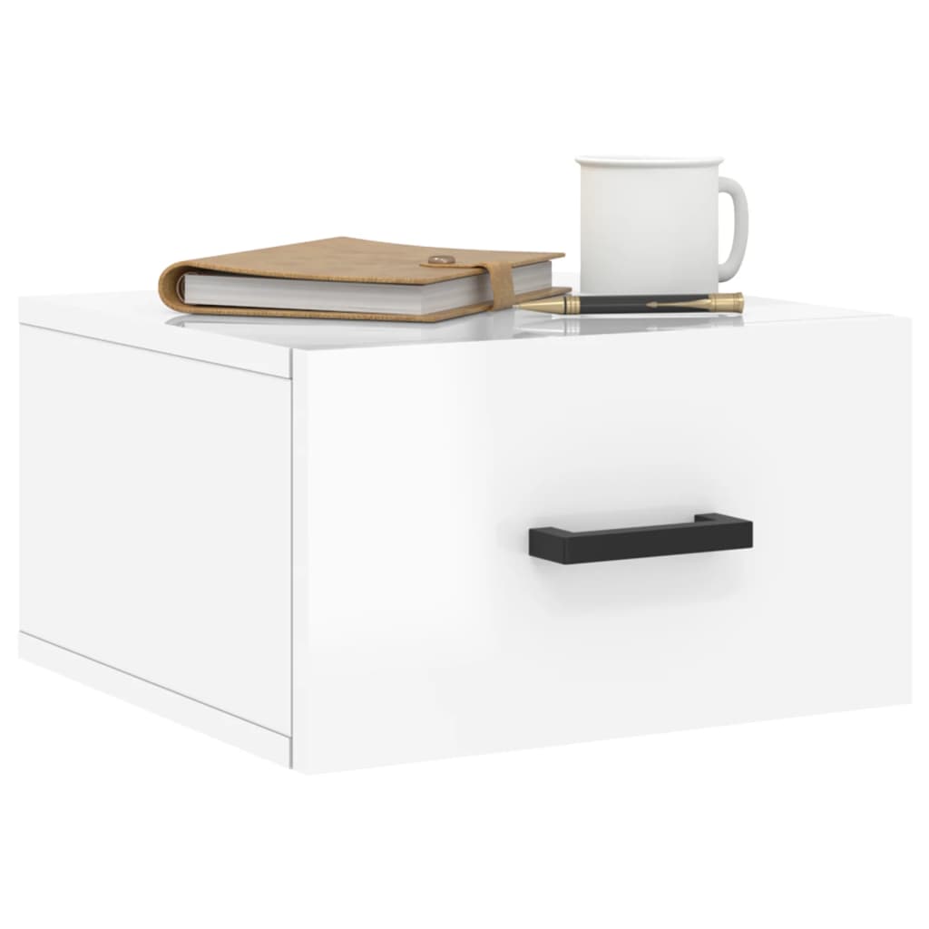Table de chevet murale blanc brillant 35x35x20 cm - XIOS