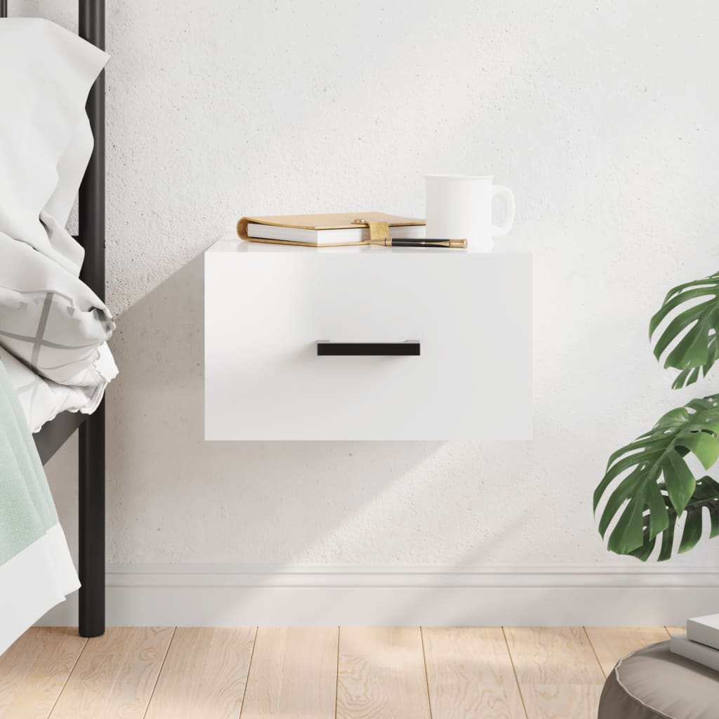 Table de chevet murale blanc brillant 35x35x20 cm - XIOS